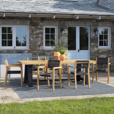 Morones Rectangular Reclaimed Teak 6 Person Indoor Outdoor Dining Set
