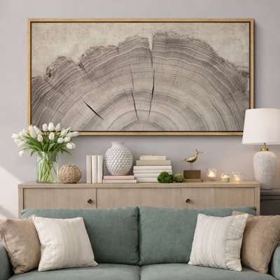 Grande impression sur toile encadrée - Anneaux d'arbre pour décoration intérieure moderne