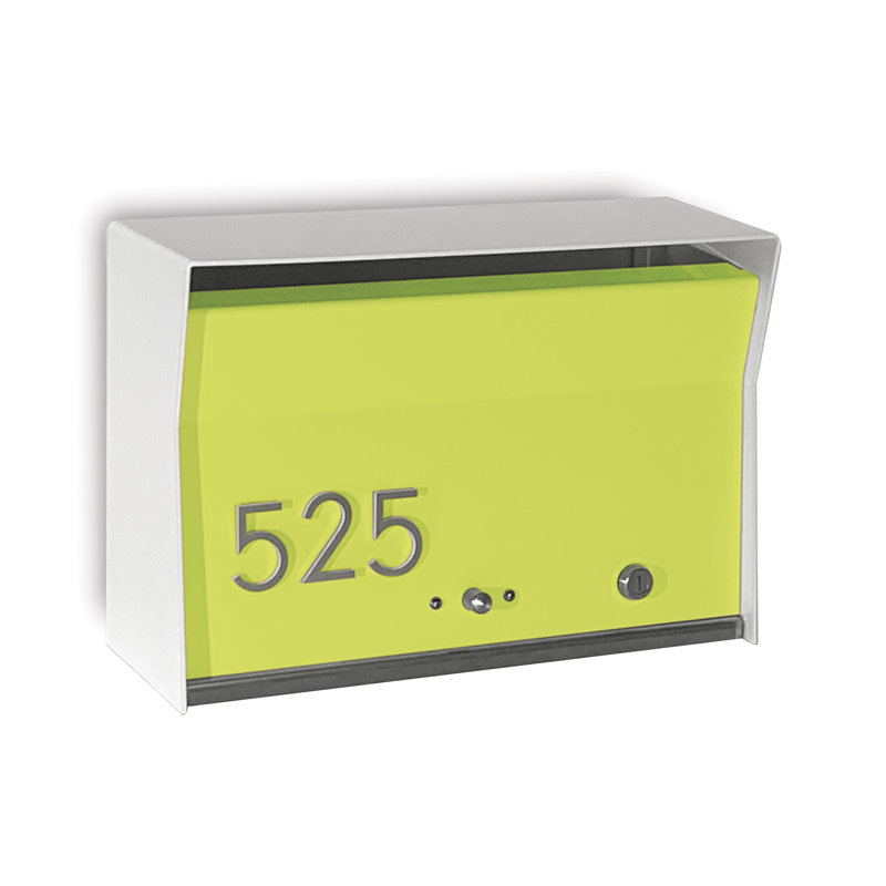 Boîte aux lettres murale verrouillable RetroBox, Blanc / citron vert, Oui