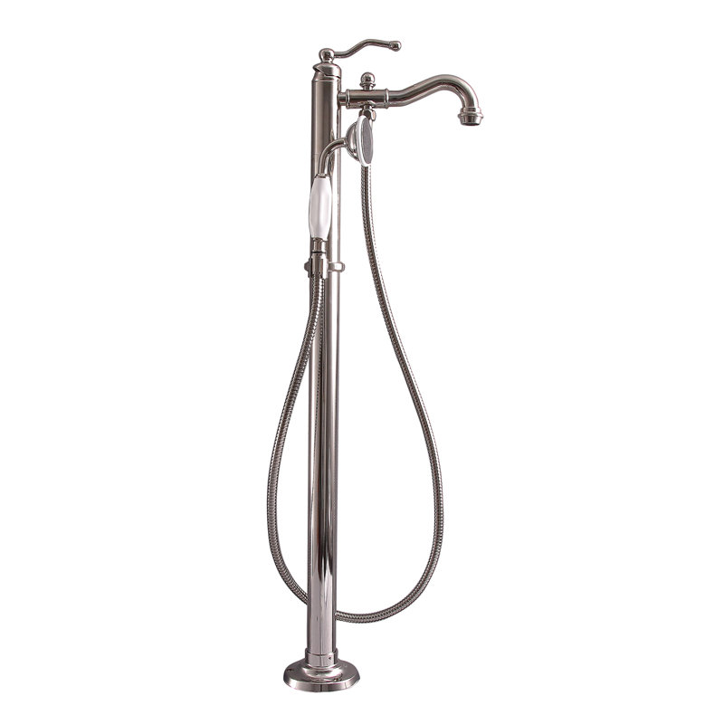 Lamar Bathroom Freestanding Tub Filler with Diverter, Polished Nickel