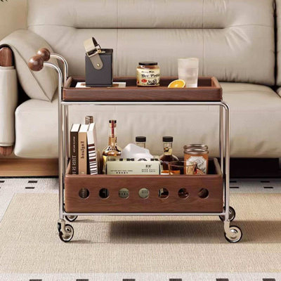Chariot de rangement vintage en bois massif de 75 cm (29,53 po)