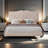 Queen Upholstered Platform Bed with Tufted Velvet Headboard and Decorative Rivets, Modern Elegant Bed Frame,Beige-60350528-60350533