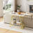 40.5" Narrow Industrial Console Table, 2-Tier Metal Frame ,Golden White-849440080