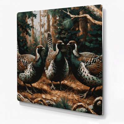 Oiseau, épinette, gélinotte noire, art mural en métal