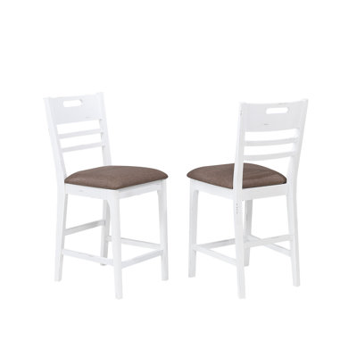 Solid Wood Upholstered Handle Grip Back Bar Stool