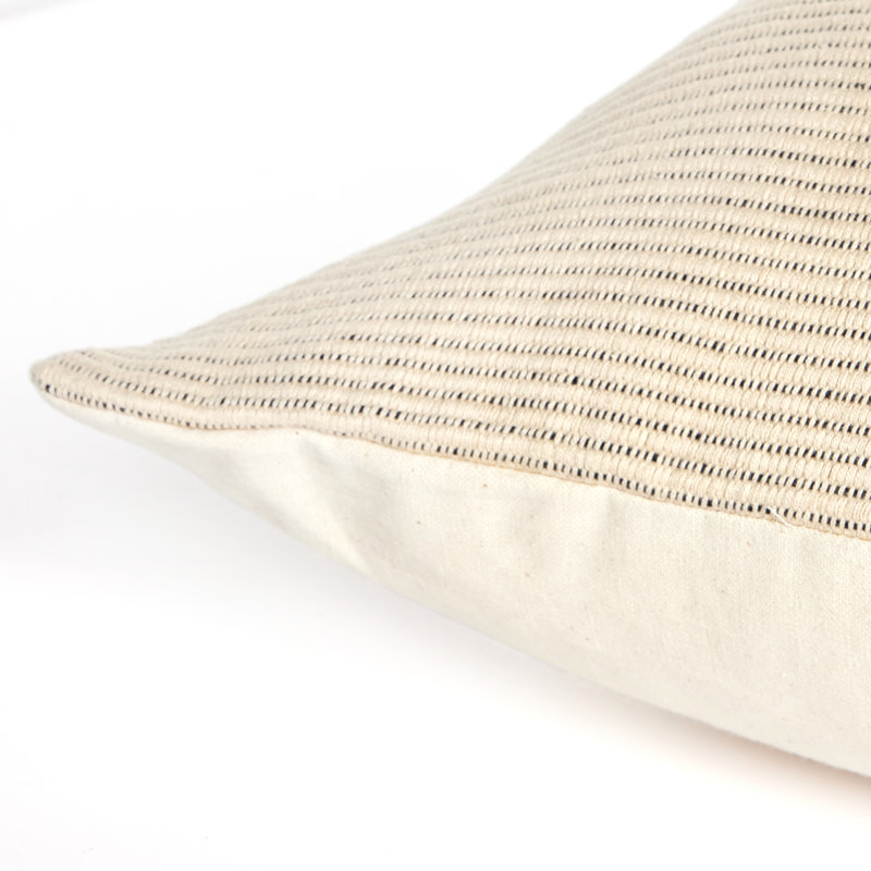 Handwoven Beige and Brown Cotton Square Pillow