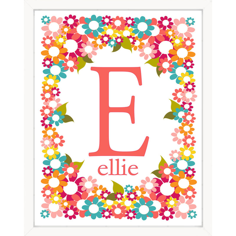 Flower Explosion, nom personnalisé et impression sur papier monogramme, H 20 po x l 16 po, Oui