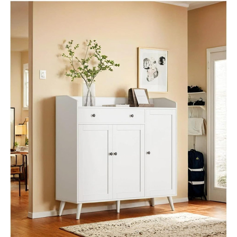 Large Shoe Cabinet Fit Up To Shoe Size 16, Shoe Storage Cabinet With 3 Doors And 1 Drawer, Wooden Shoe Organizer For Entryway