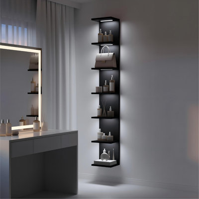 Étagère murale 59,4 po à 7 niveaux avec lumières DEL intégrées