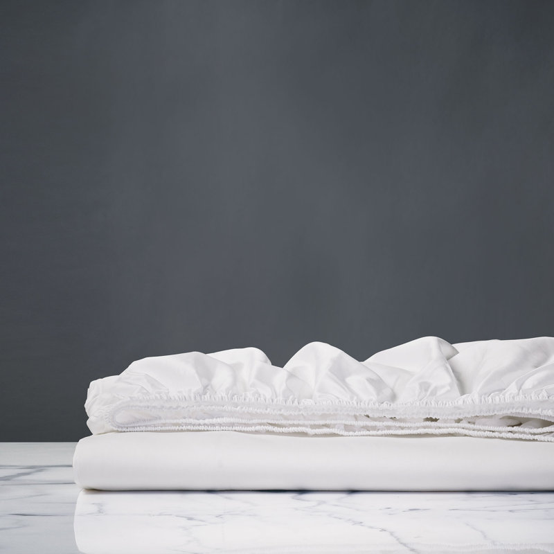 Lusso Egyptian Cotton Sateen Fitted Sheet, White, King Fitted Sheet
