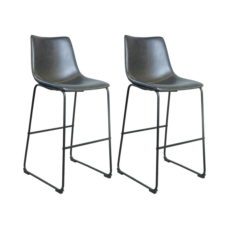 Williams Upholstered Counter Stool with Metal Frame, Grey
