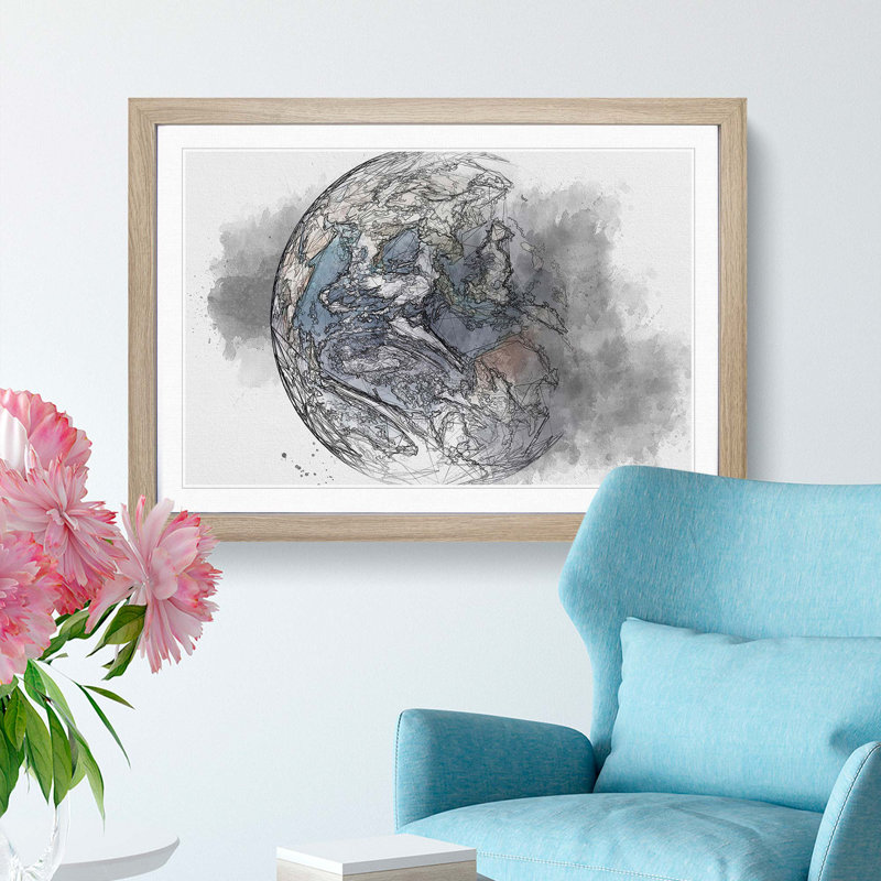 Beautiful View of Earth in Abstract - Picture Frame Graphic Art Print, 36cm H x 48cm W x 2cm D, Oak Framed