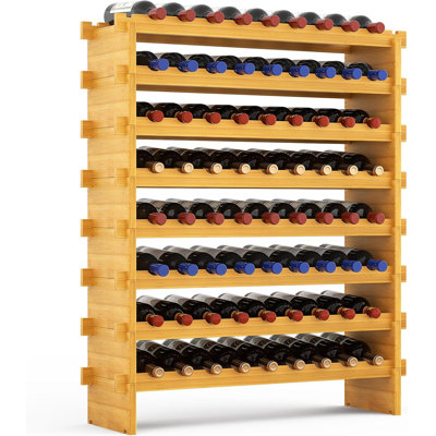 Support à vin en bambou empilable, grande capacité de rangement pour 8 bouteilles à 72 niveaux, étagère à vin modulaire autoportante