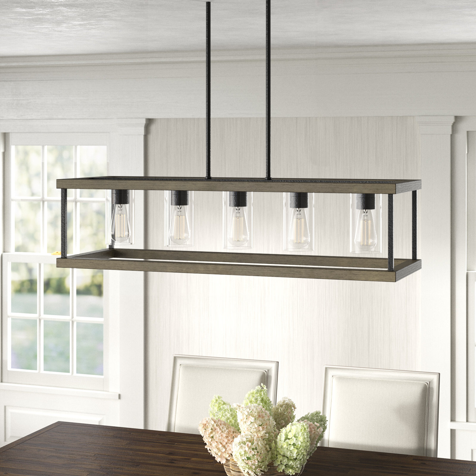 Mallie 5 Light Glass Dimmable Pendant