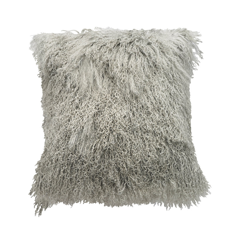 Tibetan Microsuede Throw Pillow, Ash Gray, 20" x 20", Solid Color