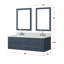 Meuble-lavabo double 60 po bleu X P 22 po D, comptoir en quartz blanc, ensemble de robinet et Miroirs-118024455