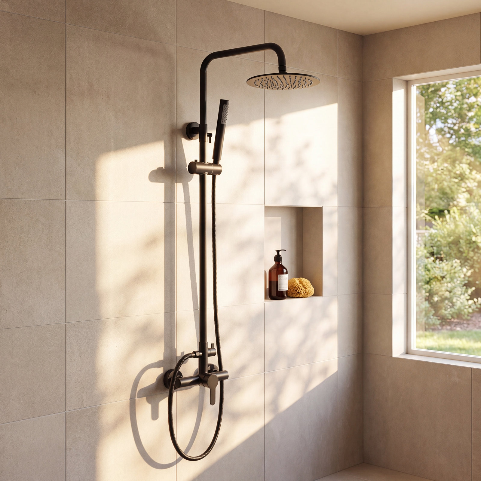 Liria Wall Mount Dual Function Shower, Matte Black