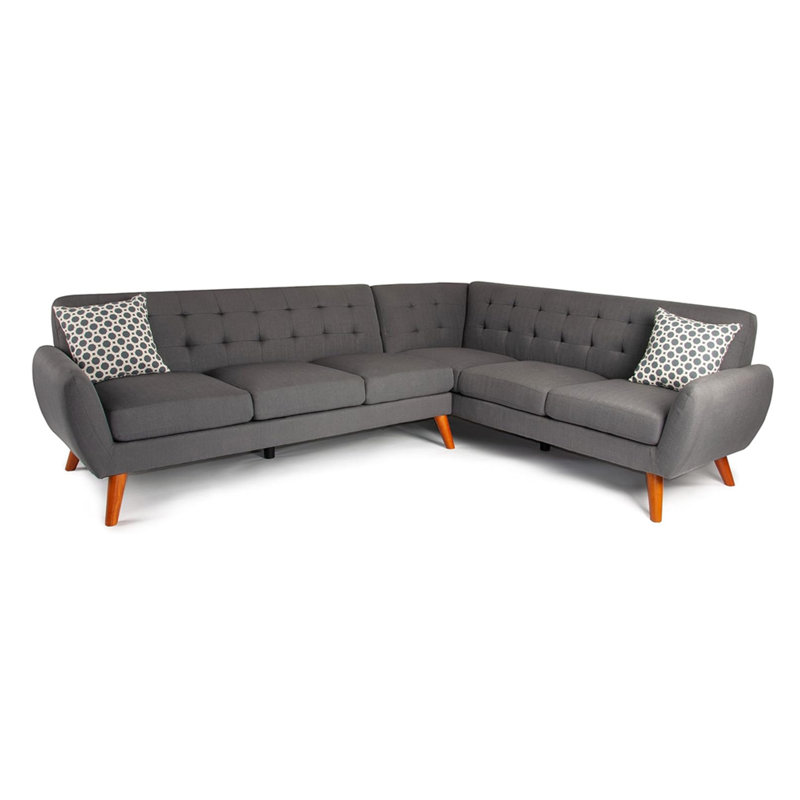 Gaege Upholstered L-Shaped Sectional Right Hand Facing, Gray Polyester Blend