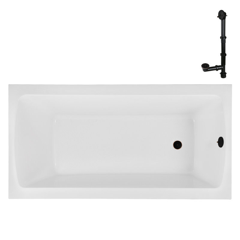 66" x 34" Acrylic Soaking Drop-In Bathtub, Drain Included, Matte Oil Rubbed Bronze