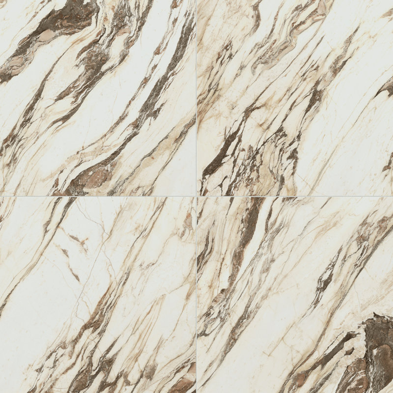 Carreau de porcelaine pour plancher et mur en marbre mat 48 po x 48 po American Symphony (2 pièces, 32 pieds carrés / casier)