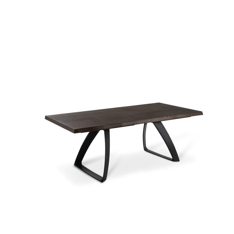 Damariya Extendable Oak Solid Wood Top Metal Base Dining Table, 76cm H x 100cm W x 200cm L