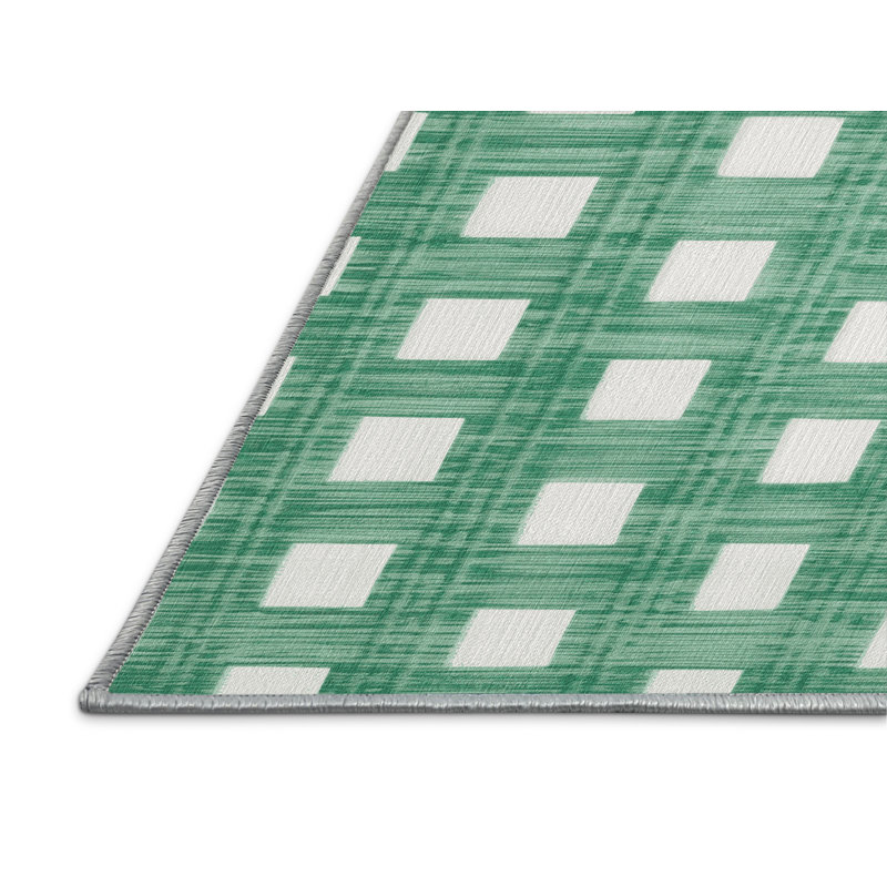 Tapis vert à carreaux lavable à la machine, Rectangle 8 pi x 10 pi