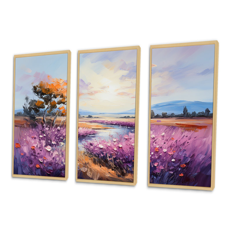 «Mauve mauve», ensemble d'art mural sur toile, Cadre naturel flottant, H 40 po x l 60 po x P 1 po