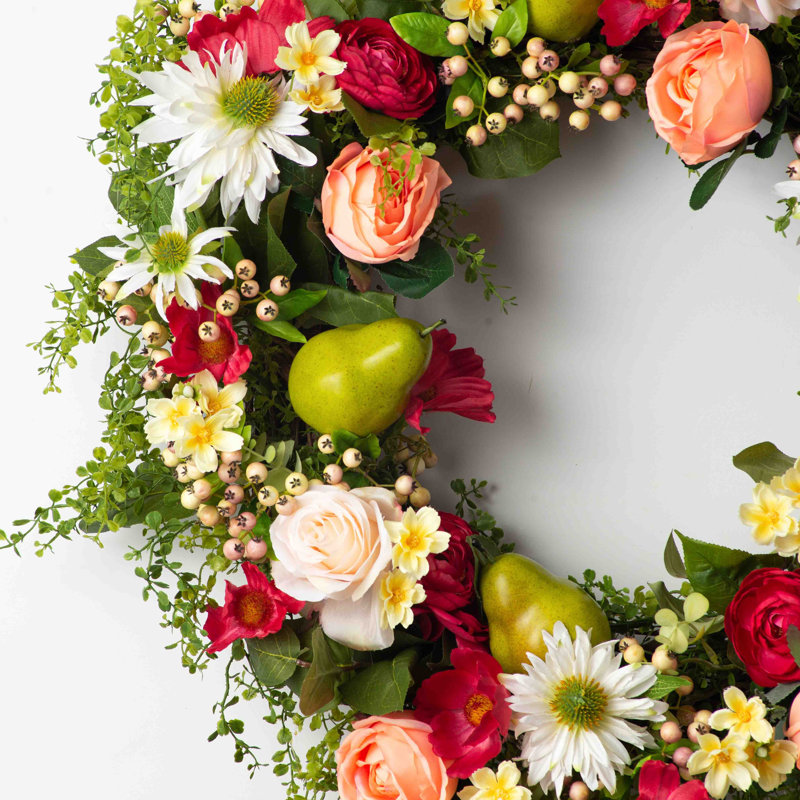 Couronne en polyuréthane Rose & Pear Spring Summer, H 32 po x l 32 po x P 7 po