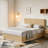 Bed Frame With LED Lights, Modern Wooden Corrugated Curved Lines-1045801368