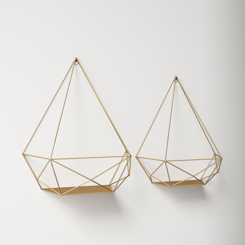 Gibson 2 Piece Diamond Metal Floating Shelf, Gold