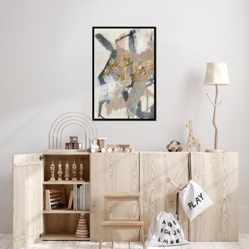 Golden Blush I by Jennifer Goldberger - Painting Print, 50cm H x 34cm W, Black Single Picture Framed Paper