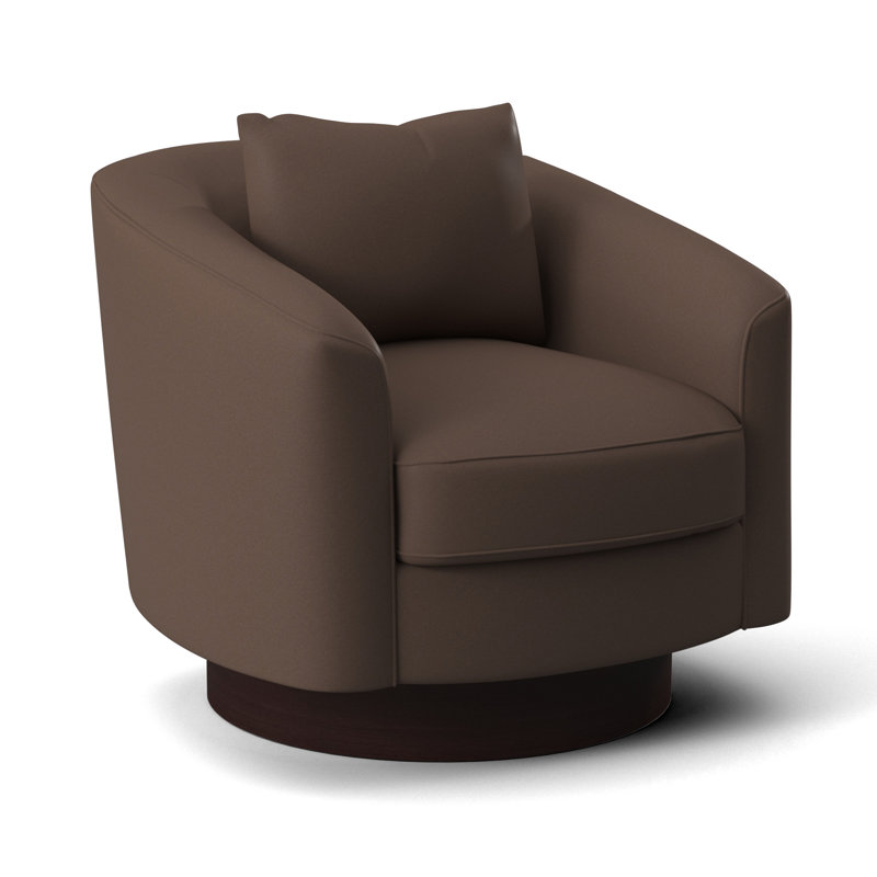 Camino 32'' Wide Genuine Leather Top Grain Leather Swivel Barrel Chair, Mocha, 361-012