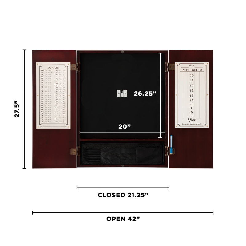 Ensemble de jeu de fléchettes et cabinets de soies (wayfair exclusive), Acajou