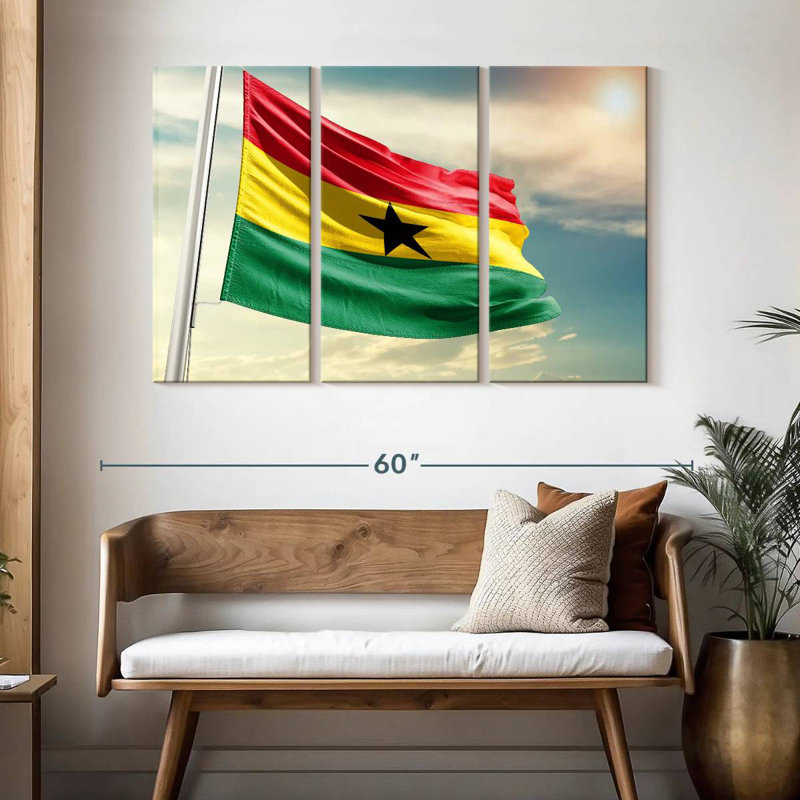 Borges Waving Ghana Flag, 32" H x 50" W