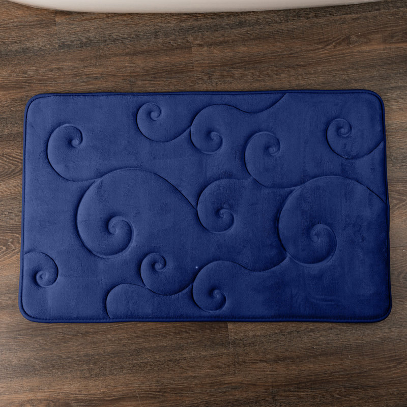 Ensemble de 2 tapis de bain en mousse à mémoire de forme Lavish Home, bleu marine, Bleu marine