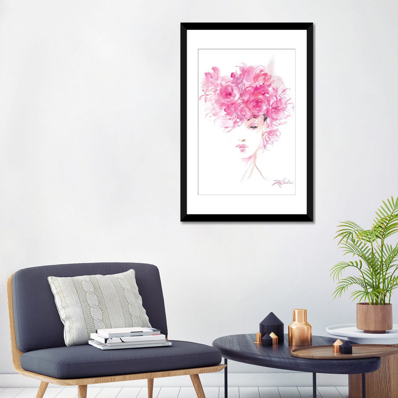 « lady rose », impression sur toile, Papier d'art encadré noir, Blanc, H 32 po x l 24 po x P 1 po