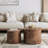 Nesting Coffee Table Set Of 2, Modern Round Coffee Table, Wooden Circle Accent Tables For Small Spaces Living Room Bedroom Balcony Office Drum Side Table, Brown Burl-2033750930