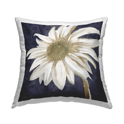 Stupell Industries Blooming White Daisy Flower Abstract Glam Detail Outdoor Printed Pillow by Sophie 6