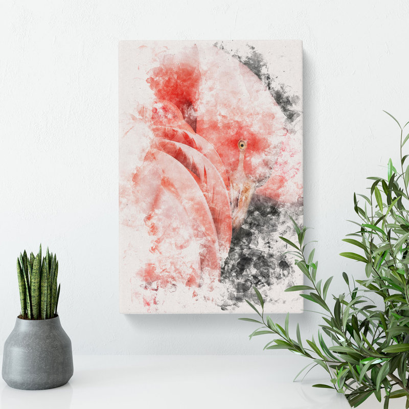 Pink Flamingo Abstract - Wrapped Canvas, 60cm H x 40cm W x 3cm D