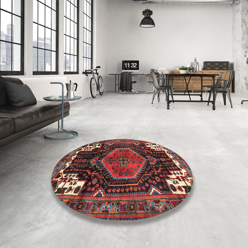 Tapis traditionnel rouge / brun, Rond 4 pi
