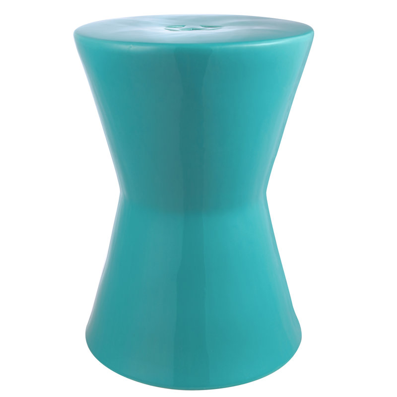 Almeric Ceramic Accent Stool, Aqua