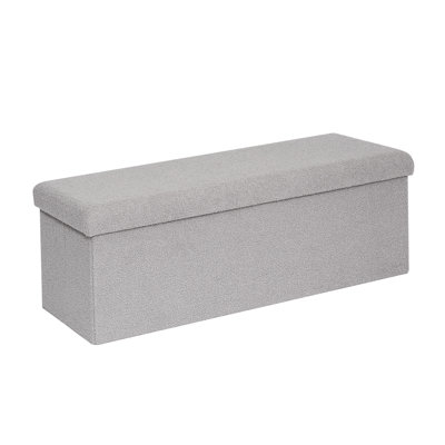Ottoman with Storage for Living Room, Sherpa Folding Storage Ottoman Foot Rest, Collapsible Bedroom Bench Storage Foldable Boucle Ottoman Bench, Faux Teddy Fur
