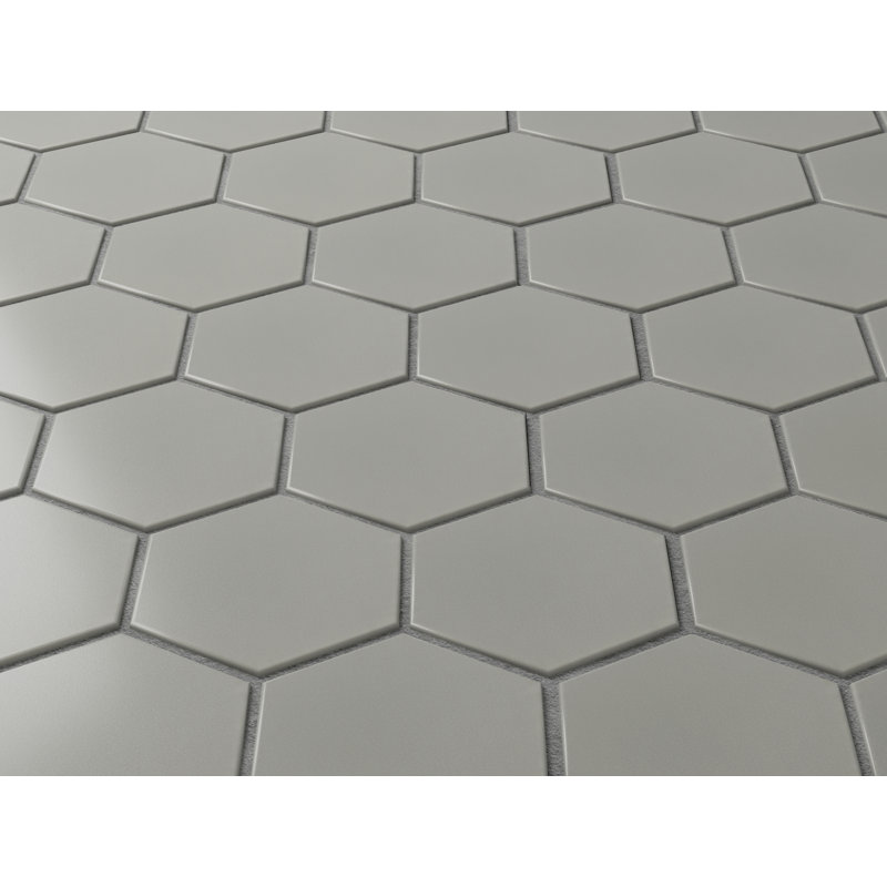Gray Matte 2"x2" Hexagon Mosaic Tile- 11x13 Porcelain tile for Kitchen Backsplash & Bathroom Wall (Set of 20), Gray