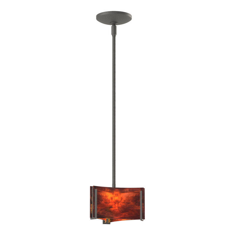 Exos 1 - Light Unique/Statement Geometric Pendant, Topaz Glass, Natural Iron