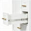 Meuble-lavabo moderne de 24 po avec lavabo en céramique, porte à fermeture douce, 3 tiroirs, poignées dorées et support de rangement-664287818