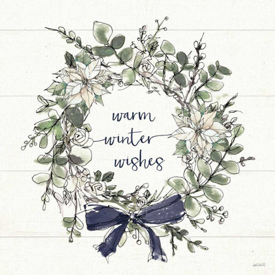 " Modern Farmhouse VII Christmas Navy Bow " by Anne Tavoletti Painting Print