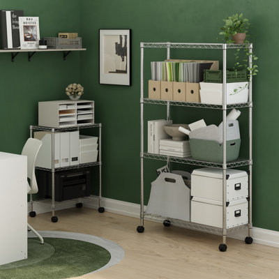 3-Tier Metal Storage Shelf Rack Cart with Casters, 23"Wx 13"D x 31"H