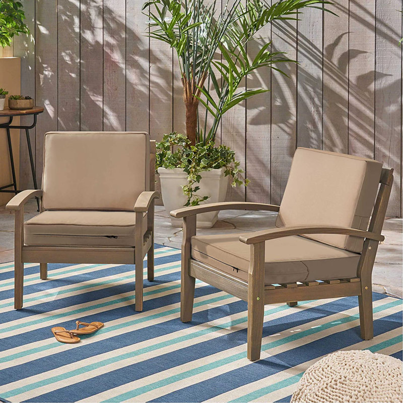 Indoor/Outdoor Seat Cushion, 12.7cm H x 48.3cm W x 48.3cm D, Beige