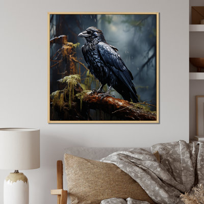 Black Raven forest Guardian I - Raven Large Wall Art