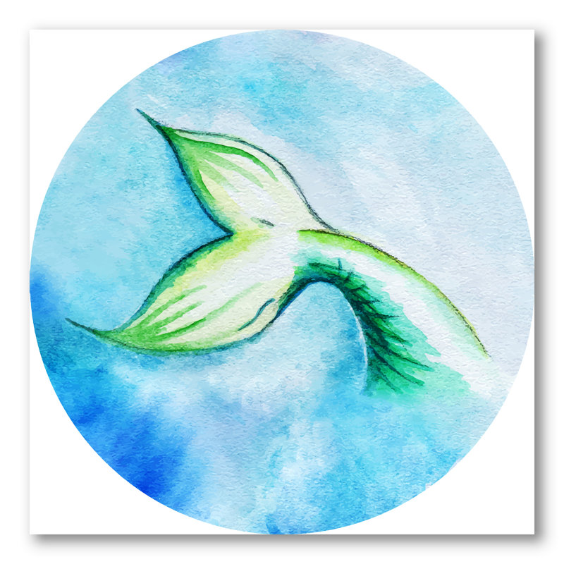 «Mermaid Fish Tail», peinture sur toile, H 16 po x l 16 po x P 1 po, Toile tendue